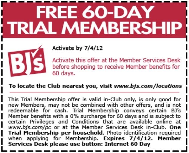 Printable Bjs Membership Coupon