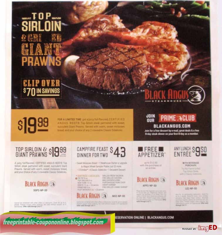 Printable Coupons 2021 Black Angus Steakhouse Coupons