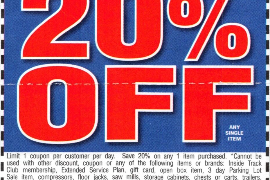 Printable Harbor Freight 20 Off Coupon