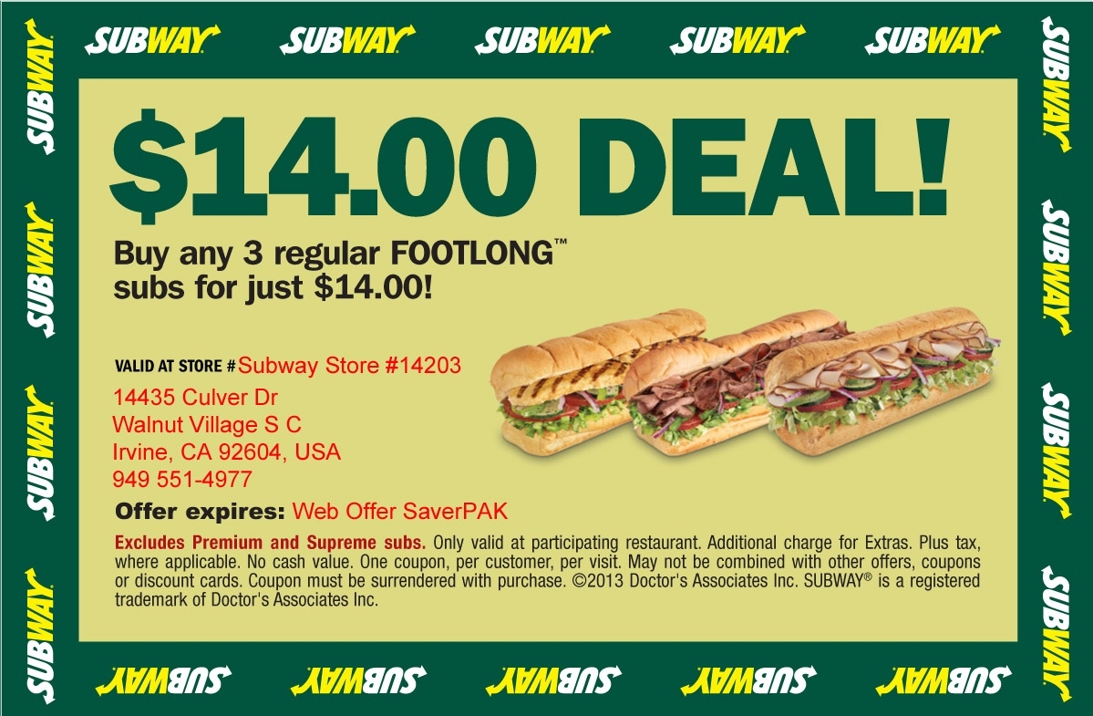 Printable Subway Coupons 2025 Alyssa J Dunlea