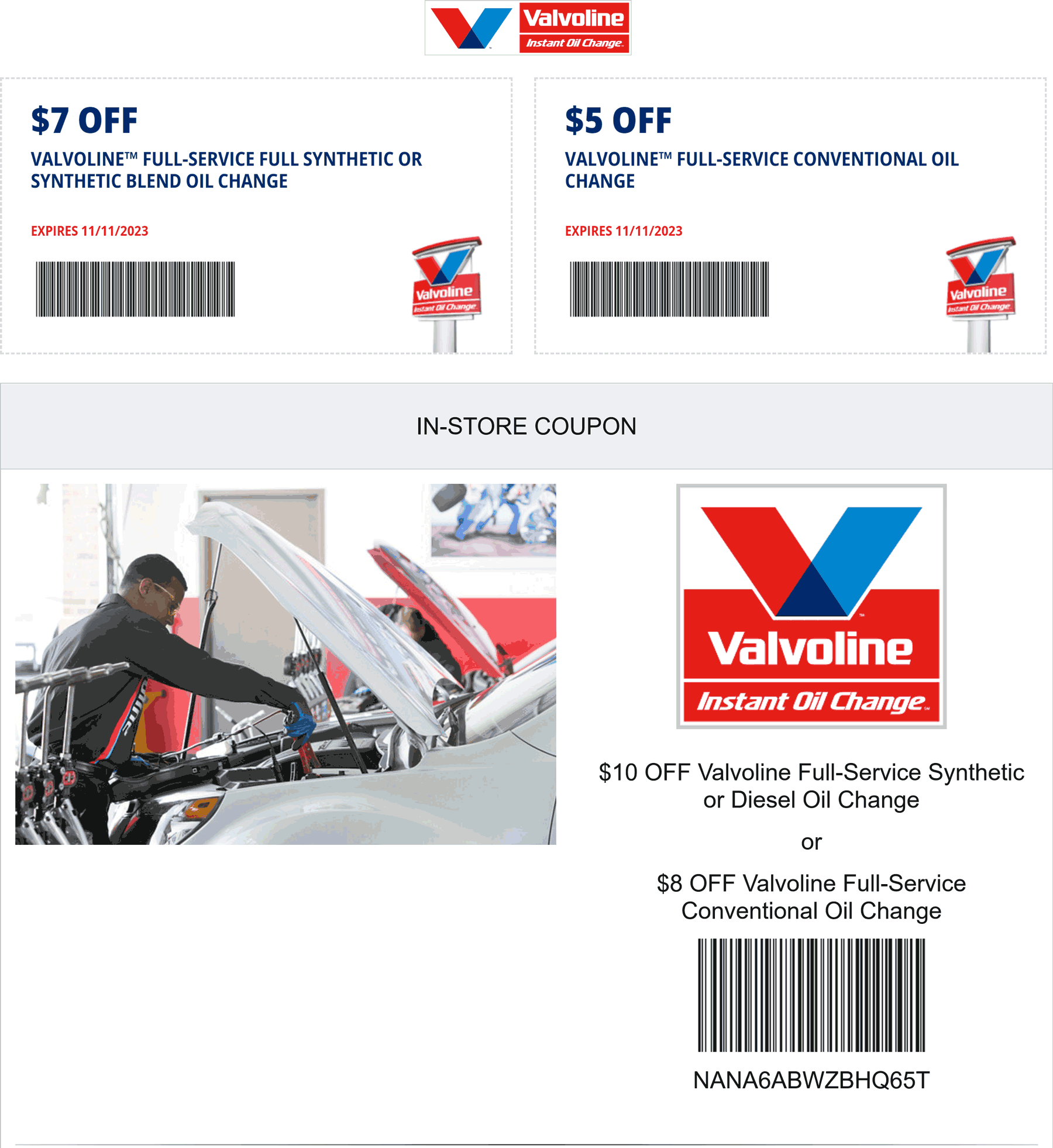 Printable Valvoline Oil Change Coupon