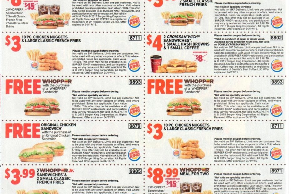 Sheet Burger King Printable Coupons May Burger King Free Coupons
