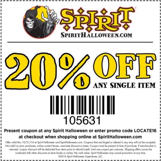 Spirit Halloween In Store Printable Coupon