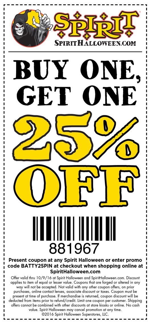 Spirit Halloween In Store Printable Coupon