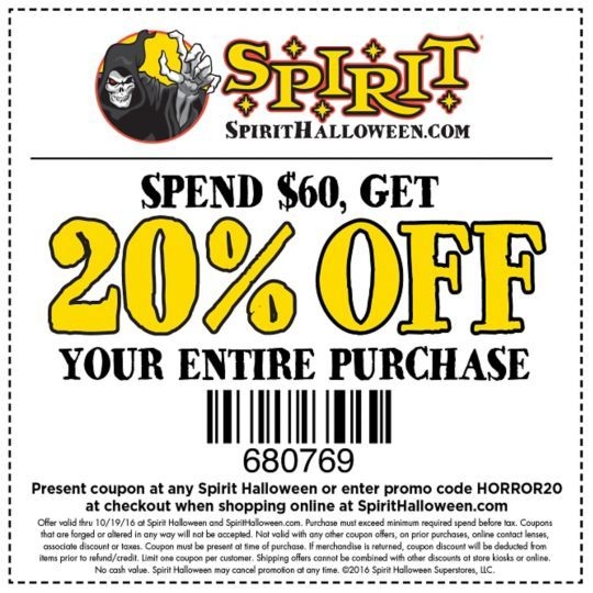 Spirit Halloween In Store Printable Coupon