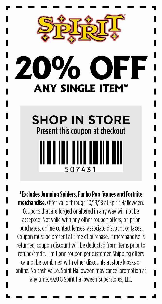 Spirit Halloween In Store Printable Coupon Printable Word Searches