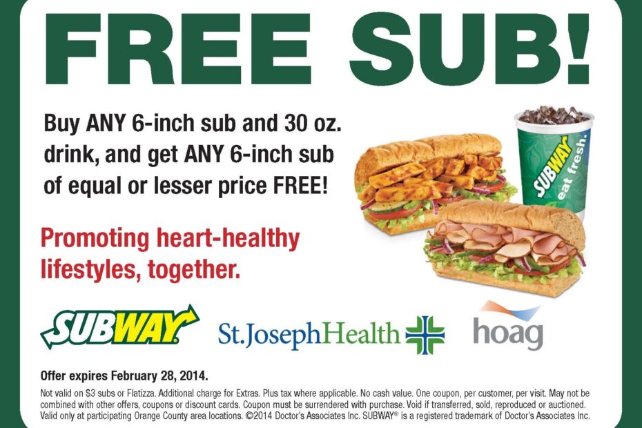 Subway Coupons Printable Coupons 2025 Ina Mirabella
