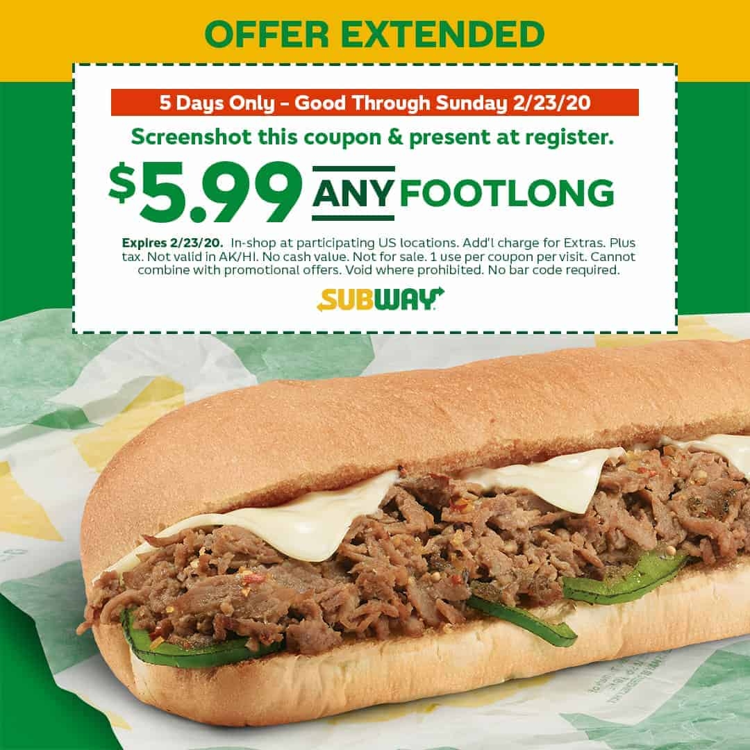 Subway Footlong Printable Coupons 2025 Alicia A Fenston