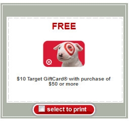Target Printable Coupon Get A 10 Gift Card With 50 Purchase 24 7 Moms
