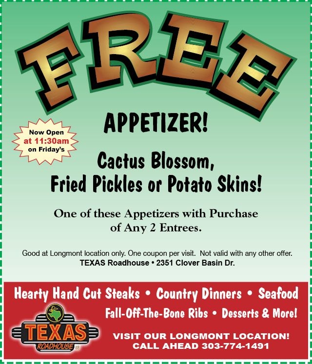 Texas Roadhouse Coupons Printable Free Appetizer Use A Coupon Code For 