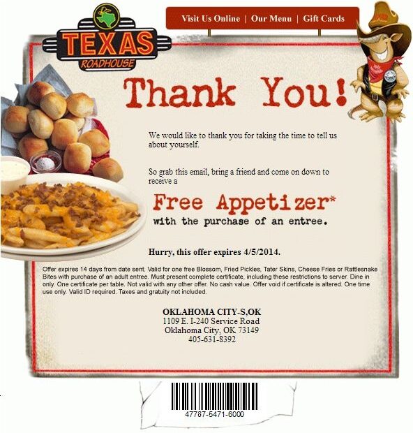 Texas Roadhouse Printable Coupons Free Appetizer Free Printable