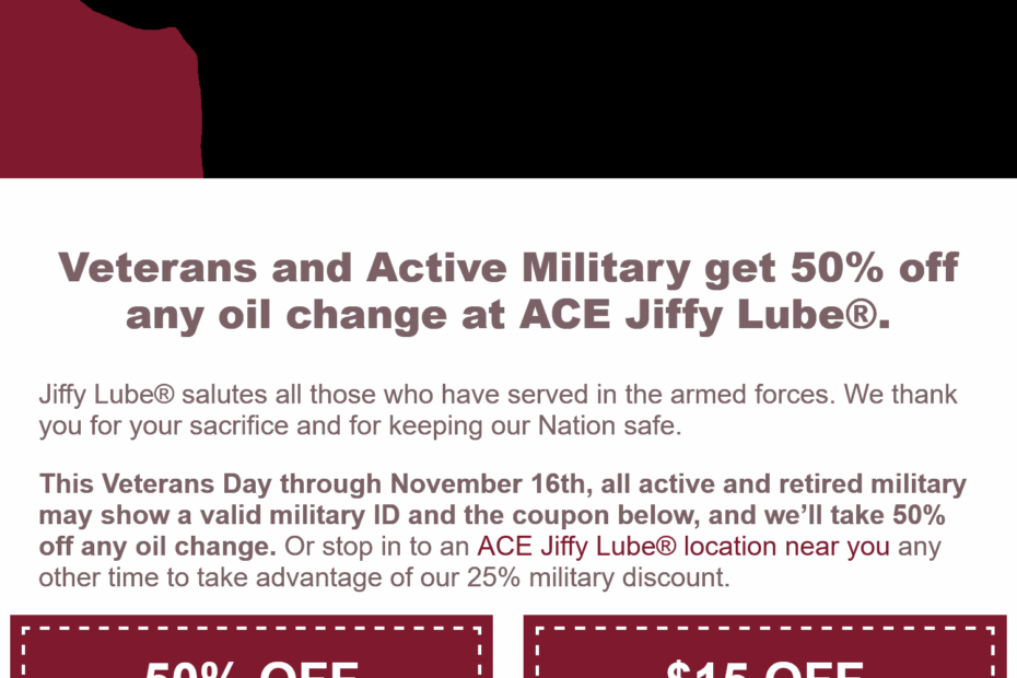 Veterans Active Score 50 Off An Oil Change At Jiffy Lube jiffylube