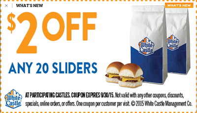 White Castle Coupon 2 Off 20 Sliders Hunt4Freebies