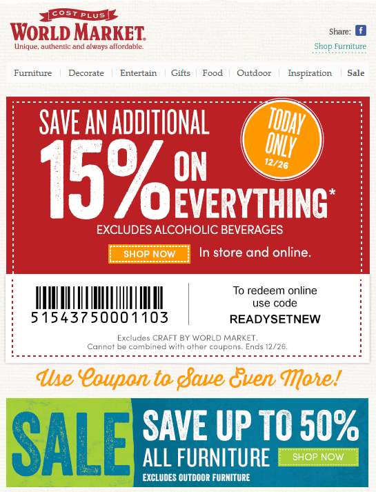 World Market Printable Coupon World Market Printable Coupon